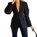 Chic Ladies Blazer with Dramatic V-Neck and Structured Sleeves