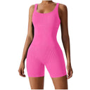 Ribbed Texture Women's Figure-Hugging Sports Bodysuit
