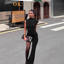 Women's Asymmetrical Mini Dress with Chic Drapé Design
