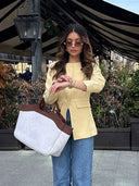 Stylish Women's Blazer Jacket with Chic Button Detail