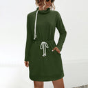 Chic Turtleneck Dress with Drawstring Design