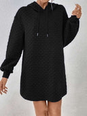 Textured Pattern Long Sleeve Hooded Women's Dress