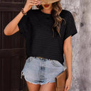 Textured Women's T-Shirt with Drop-Shoulder Sleeves