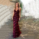 Stunning Long Sequin Evening Dress with V-Neck