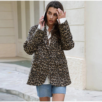 Chic Leopard Print Women's Blazer