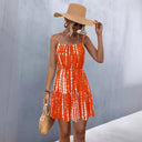Women's Spaghetti Strap Tie-Dye Dress with Flowing Skirt