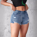 Trendy High-Waist Destroyed Denim Shorts for Women