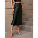 Shiny Satin High-Waisted A-Line Skirt for Women