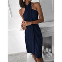 Chic Women's Halter Dress with Flowing Drapes