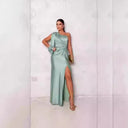 Chic Women's Asymmetrical Evening Dress with Pleats