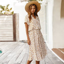 Modern Dots Short Sleeve Dress with Waist Tie