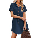 Chic Women's Shirt Dress with Button Accents and Patch Pocket