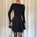 Chic Flared Skirt Dress with Long Sleeves