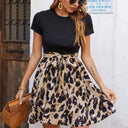 Chic Leopard Print Wrap Waist Dress