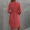 Chic Women's Shirt Dress with Belted Waist