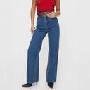 High-Waist Wide Leg Jeans with Chic Waist Design