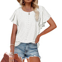 Chic Ruffle and Lace Short-Sleeve Blouse for Women