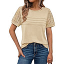 Chic Women's T-Shirt with Crochet Sleeves