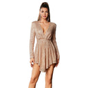 Chic Deep V-Neck Long Sleeve Cocktail Dress