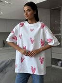 Chic Women's Heart Design T-Shirt