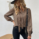 Chic Bow Neck Leopard Print Blouse