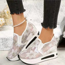 Floral Embroidered Women's Sneakers with Traction Sole