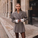 Chic Check Blazer with Double Button Closure