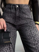 High-Waist Leopard Print Women's Jeans