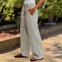 Chic Striped Beach Pants with Braided Waistband