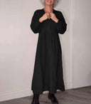 Chic V-Neck Maxi Dress with Long Sleeves