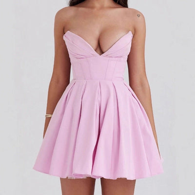 Heart-Shaped Neckline Flared Women's Cocktail Dress