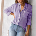 Stylish Vertical Striped Women's Blouse