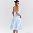 Chic Midi Dress with Deep V-Neck and Flowing Skirt