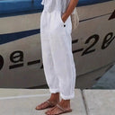 Women's Airy Linen Pants with Elastic Waist and Pockets