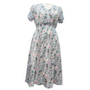 Floral Long Sleeve Dress with Elastic Waistband