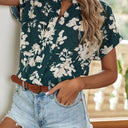 Floral Print Women's Blouse with Button Placket