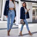 Chic Women's Double Button Blazer with Tailored Cut