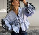 Lace-Overlay Blouse for Women