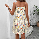 Floral Spaghetti Strap Dress with Flared Skirt