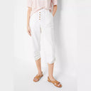 Chic Women's Leisure Pants with Decorative Buttons