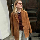 Chic Women's Blazer Jacket with Patch Pockets