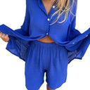 Chic Women's Blouse and Shorts Ensemble