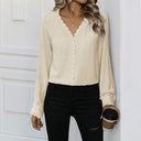 Chic Women's Blouse with Lace Details and Button Closure