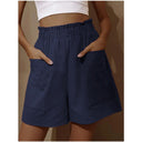 Women’s Stylish Linen Shorts with Elastic Waist and Side Pockets