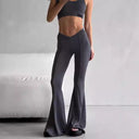 Chic Women's V-Neck Flared Pants with Decorative Stitching