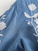 Embroidered Blouse with Ruffle Accents for Women