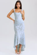 Chic Asymmetrical Lace Dress with Gathered Accents