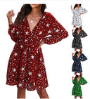 Women's V-Neck Star Pattern Dress for Effortless Style