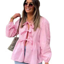 Women's Ruffle Detail Blouse with Gathered Design