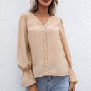 Chic Lace Detail Blouse with Ruffled Sleeves